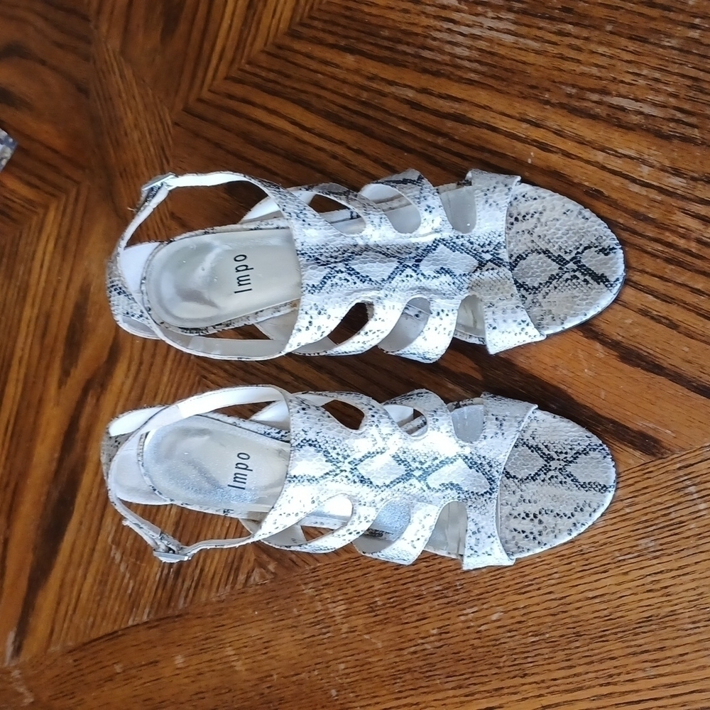 IMPO Faux Snake Skin Heeled Sandals